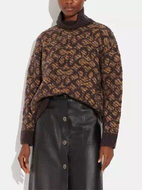 Coach Signature C Wool-Blend Sweater NWT in Brown XS